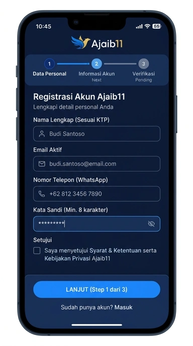 Panduan Registrasi Akun Ajaib11 untuk Android