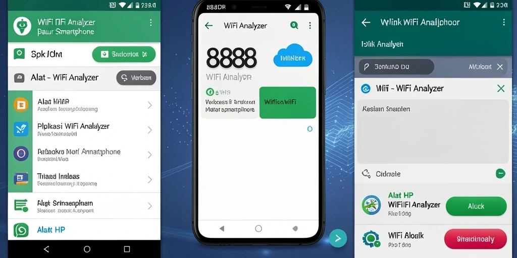 Tampilan antarmuka aplikasi WiFi Analyzer 888IDR yang informatif dan mudah dipahami.