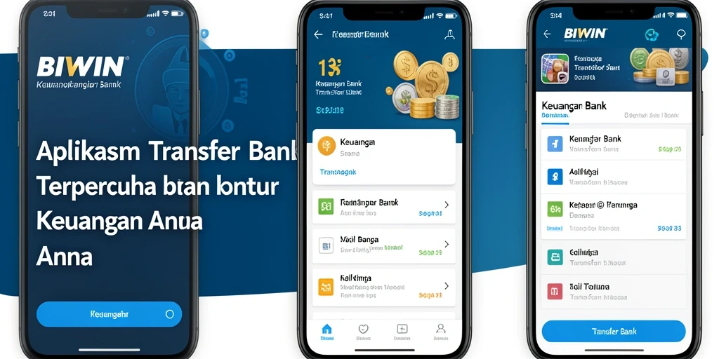 Tampilan antarmuka aplikasi BIWIN untuk transfer bank yang sederhana dan efisien.