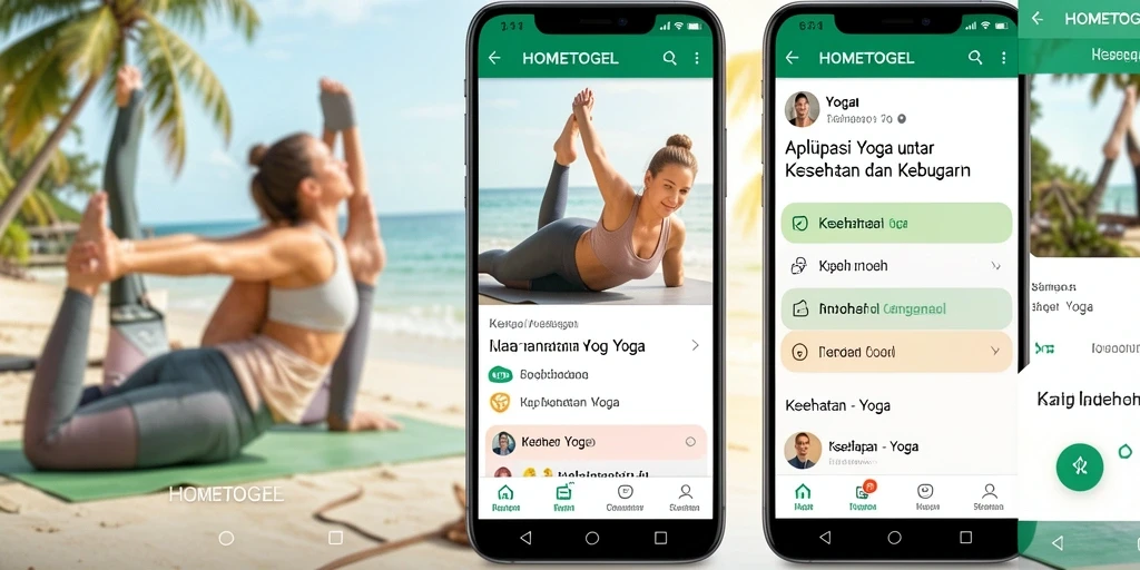 Antarmuka HOMETOGEL menampilkan pilihan latihan Yoga yang variatif dan mudah diakses.