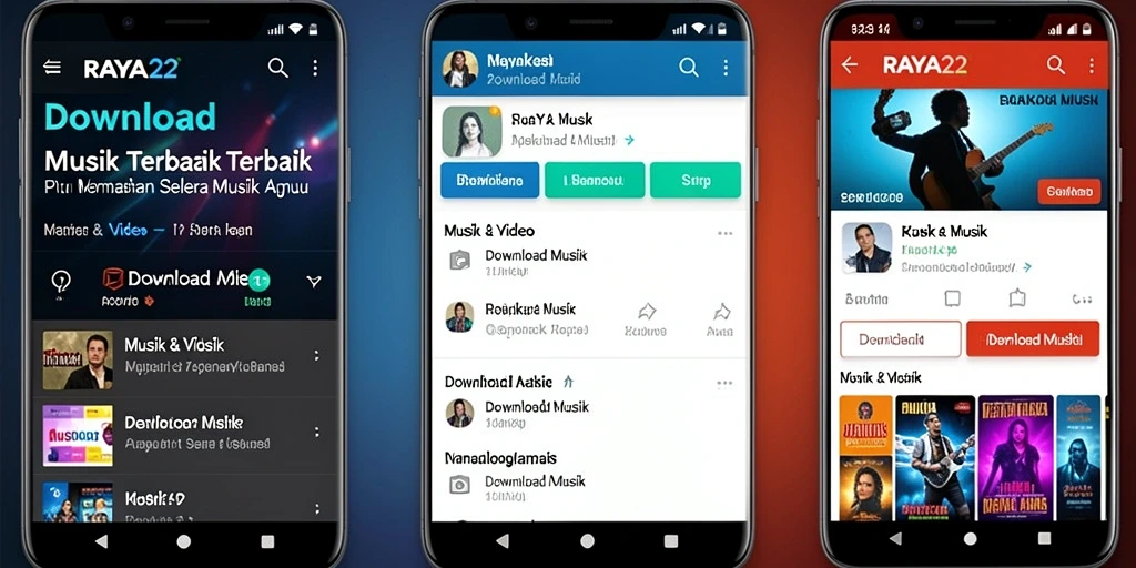 Tampilan utama aplikasi RAYA22 untuk Download Musik yang menarik.